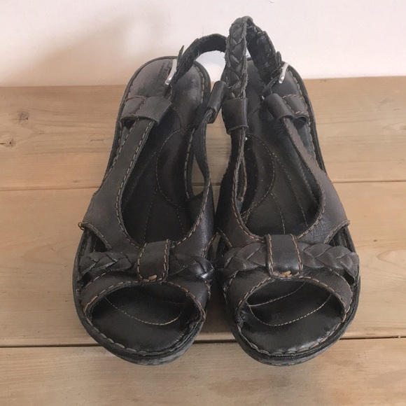 BORN Enga dark brown front woven block heel sling back sandals size 8 - Picture 4 of 10